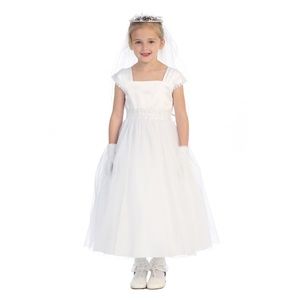 Little Girls Cap Sleeve Graceful First Communion Bridal Dress Flower Girl Dress